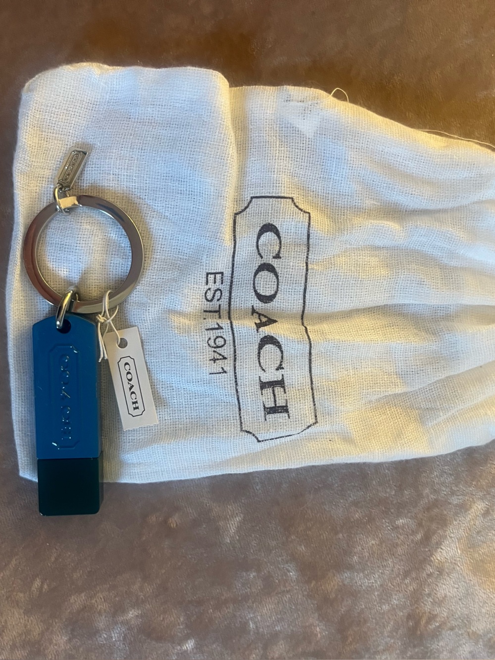 COACH Blue Keychain with Coach thumb drive - NWT